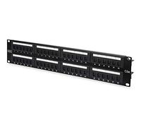 DIGITUS Pannello patch - 19 pollici - Cat-5e - 48 porte RJ45 - Non schermato - Pannello patch LSA - Montaggio a rack 2U - Nero