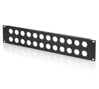 DIGITUS Pannello rack da 19 pollici - 24 moduli di tipo D - 2U | Lamiera d’acciaio - Per prese XLR, jack, Speakon, HDMI, USB, BNC, LAN, FireWire - con materiale di fissaggio - Nero