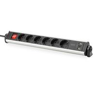 DIGITUS Presa multipla Office a 6 posti con 3 porte USB 1,5 m Interno DA-70624