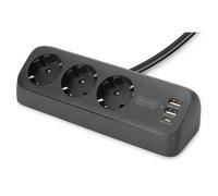 Digitus Presa per ufficio a 3 vie con 2x connessioni USB-A e 1x USB-C, nero