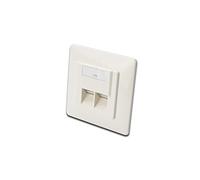 DIGITUS Scatola di giunzione Cat-5e - 2 porte RJ45 - Presa di rete da incasso - Alimentazione orizzontale - Compatibile con il design - Bianco puro