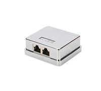 Digitus Scatola di giunzione di rete Cat 6, 2 prese RJ45, 2 morsetti di dislocamento dell'isolamento LSA, 250 MHz, schermato, argento