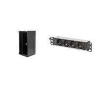 DIGITUS Set: Armadio di rete 10" 12U + PDU a 4 porte rack 10" - montaggio a p