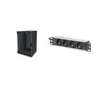 DIGITUS Set: Armadio di rete 9U da 10" + ciabatta PDU a 4 porte rack da 10" -