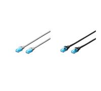DIGITUS Set: Cavo di rete Cat 5e - 2 m - 10 pezzi - RJ45 maschio - U/UTP non schermato - Cavo Ethernet, cavo LAN - CCA rivestito in rame-alluminio - 5x grigio / 5x nero