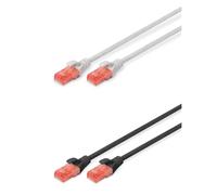 DIGITUS Set: Cavo di rete Cat 6-0,5m - 10 pezzi - RJ45 maschio - U/UTP non schermato - Cavo Ethernet, cavo LAN - CCA rivestito in rame-alluminio - 5x grigio / 5x nero