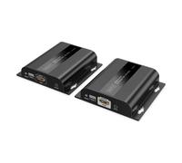 DIGITUS Set estensore HDMI IP PoE - UHD 4k 60Hz - HDMI 2.0 - portata fino a 200 m - trasmettitore e ricevitore - fino a 253 ricevitori - CAT 6 - nero