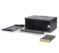 DIGITUS Set di rete 19 pollici - Armadio di rete 4U - Ripiano 1U - Pannello di distribuzione 24 porte - 24 moduli Keystone - 30 cavi patch CAT 6A - Non montato - SOHO PRO - Nero