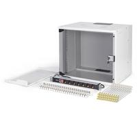 DIGITUS Set di rete 19 pollici - Armadio di rete 9U - Ripiano 1U - Pannello di distribuzione 24 porte - 24 moduli Keystone - 30 cavi patch CAT 6A - Multipresa - Non montato - SOHO PRO - Grigio