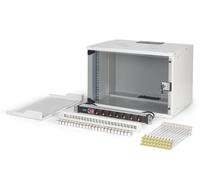 DIGITUS Set di rete 19 pollici - Armadio di rete 7U - Ripiano 1U - Pannello di distribuzione 24 porte - 24 moduli Keystone - 30 cavi patch CAT 6A - Multipresa - Non montato - SOHO PRO - Grigio