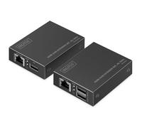 DIGITUS Set estensore KVM - UHD 4k 30Hz - Portata 40 m - HDMI 1.4 - Latenza ultra bassa - Trasmettitore e ricevitore - 2x USB per mouse e tastiera - PoC - Punto a punto - CAT 6 - Nero