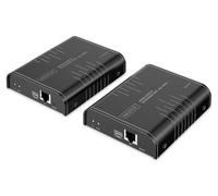 DIGITUS Set estensore IP HDMI KVM - UHD 4k 60Hz - portata 40 m - HDMI 2.0 - trasmettitore e ricevitore - fino a 253 ricevitori - 2x USB per mouse e tastiera - punto a punto - CAT 6 - nero