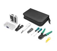 DIGITUS Set di strumenti di rete LAN, tester di rete, strumento di crimpatura, strumento di taglio e spelatura, strumento di inserimento LSA, cacciavite, custodia in nylon