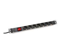 DIGITUS Steckdosenleiste 19" Alu m. Schalter 7-compartimenti Strip DN-95402