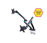 DIGITUS Supporto doppio per monitor - due monitor - fino a 35 pollici - molla meccanica - carico massimo 10 kg - per schermi piatti e curvi - VESA 75x75, 100x100 - serie Design - nero