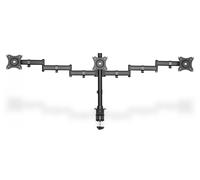 Supporto triplo monitor con morsetto, Base per monitor Morsa, 8 kg, 68,6 cm (27"), 100 x 100 mm, Regolazione altezza, Nero