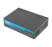 DIGITUS Switch di rete Gigabit - 5 porte - non gestito - 10/100/1000 Mbit/s - senza ventola - perfetto per SOHO - Plug & Play - nero/blu