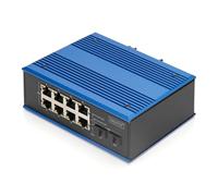 DIGITUS industrieller 10 Port PoE Gigabit Ethernet Switch - 8 RJ45 Ports - 2 SFP