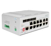 Switch di rete Digitus PoE Gigabit Ethernet a 8 porte, industriale, gestito L2, 4 Uplink SFP [DN-651139]