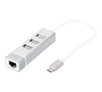 DIGITUS USB 2.0 Hub & Fast Eth. Lan-Adapter con Typ C 3-ports HUB & DA-70253