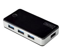 DIGITUS DA-70231 - Hub USB 3.0 DIGITUS, 4 porte, nero/alluminio, con alimentatore