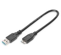 DIGITUS USB 3.2 Gen1 Anschlusskabel - 0.25 m - USB A (St) zu USB Micro B (St) -