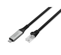 DIGITUS Cavo USB a Ethernet - Tipo-C a RJ45 - USB-C 3.2 Gen1 - 1 Gbit/s - 3 m - LSZH - Cat 6A S/FTP - AWG 26 - Plug & Play - Nero