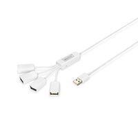 DIGITUS USB-Hub - 4 porte - USB 2.0 ad alta velocità - 480 MBit/s - Spider USB Hub - Alimentazione via USB / Alimentazione - Bianco, Versione Spider