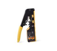 DIGITUS Utensile a crimpare multimodulare - Pinza a crimpare, tagliacavi, spelafili - con passaggio - adatto per Cat 5e, Cat 6, Cat 6A e Cat 7 - Nero-Giallo
