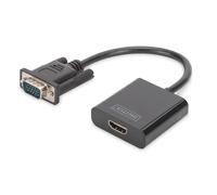 DIGITUS VGA Graphic Audio Adapter, VGA + 3.5 mm Jack to HDMI, Full HD 60 Hz, 192