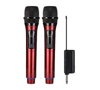 DIGNIFE Microfoni Wireless, Dispositivo palmare a frequenza fissa for microfono wireless senza batteria al litio ricaricabile for feste in chiesa microfoni e ricevitore wireless(Red microphone)
