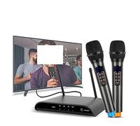 DIGNIFE Microfoni Wireless, Doppio microfonico wireless palmare 5.0 TV a 2 canali Mic for feste in famiglia Festa a casa microfoni e ricevitore wireless