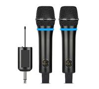DIGNIFE Microfoni Wireless, Doppio microfono wireless DR20 Microfono dinamico palmare professionale a 2 canali for altoparlante Chiesa che canta DJ Party microfoni e ricevitore wireless