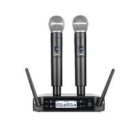 DIGNIFE Microfoni Wireless, Microfono senza fili Microfono dinamico a frequenza fissa UHF a doppio canale palmare for spettacolo di chiesa for bande nuziali microfoni e ricevitore wireless