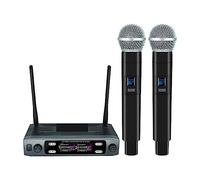 DIGNIFE Microfoni Wireless, Microfono senza fili Microfono dinamico a frequenza fissa UHF a doppio canale palmare for spettacolo di chiesa for bande nuziali microfoni e ricevitore wireless