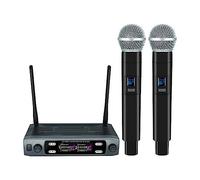 DIGNIFE Microfoni Wireless, Microfono senza fili Microfono dinamico a frequenza fissa UHF a doppio canale palmare for spettacolo di chiesa for bande nuziali microfoni e ricevitore wireless