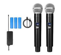 DIGNIFE Microfoni Wireless, Microfono wireless 2 canali UHF Microfono palmare professionale for riunioni in chiesa (batteria non inclusa) microfoni e ricevitore wireless(Duel channel)
