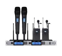 DIGNIFE Microfoni Wireless, Microfono wireless 4 canali Microfono dinamico palmare Corpo in metallo for DJ Party Stage Church Show microfoni e ricevitore wireless(Hand-held lapel clip)