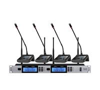 DIGNIFE Microfoni Wireless, Microfono wireless 4 canali Microfono dinamico palmare Corpo in metallo for DJ Party Stage Church Show microfoni e ricevitore wireless(Conference)