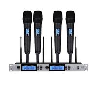 DIGNIFE Microfoni Wireless, Microfono wireless 4 canali Microfono dinamico palmare Corpo in metallo for DJ Party Stage Church Show microfoni e ricevitore wireless(Handheld microphone)