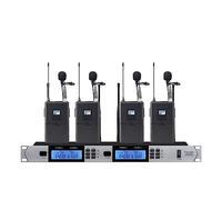 DIGNIFE Microfoni Wireless, Microfono wireless 4 canali Microfono dinamico palmare Corpo in metallo for DJ Party Stage Church Show microfoni e ricevitore wireless(Lavalier microphone)