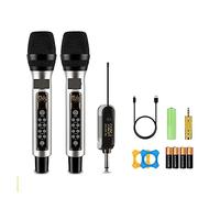DIGNIFE Microfoni Wireless, Microfono wireless Dual Echo for microfonico portatile cordless in metallo a 2 canali 60 m for cantare la chiesa della festa nuziale microfoni e ricevitore wireless