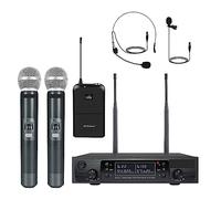 DIGNIFE Microfoni Wireless, Set microfono cordless a doppio canale 2x100 canali 500 MHz 2x100 canali microfoni e ricevitore wireless(2)