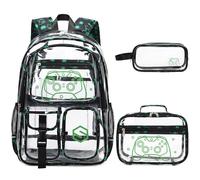 DIGOBAY 3 zaini trasparenti luminosi per ragazzi e bambini, per la scuola, in PVC trasparente, con astuccio per il pranzo, resistenti, per la scuola e lo stadio