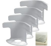 DigScape 4 Pezzi Cinghie Ferma Lenzuola, Clip Angolari Resistenti per Tendere le Lenzuola con Strisce di Bloccaggio, Clip Fermalenzuola, Fissano Coprimaterassi e Biancheria da Letto (Grigio)