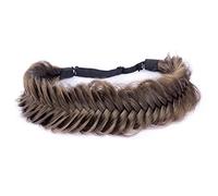 DIGUAN Fascia di capelli sintetici intrecciati a coda di pesce, 2 fili, classica, spessa, elastica, accessorio di bellezza, 59 g, bohémien (marrone scuro)