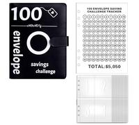 Diheohg 100 buste per fogli di bilancio, 100 buste, raccoglitore per risparmiare denaro (nero)