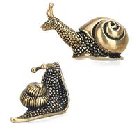 Diheohg 2 pezzi decorazione lumaca per esterni, stagno, giardino, lumaca, lumaca in ottone con effetto decorativo, il significato della lumaca, camminare lento