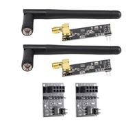 Diheohg 2 pezzi di ricetrasmettitore RF NRF24L01+PA+LNA con antenna SMA 2,4 GHz 1100M + NRF24L01 senza fili per