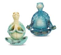 Diheohg 2 tartarughe marine da meditazione, decorazione per la casa, statuetta da meditazione, decorazione per la casa, yoga, resina, tartaruga marina